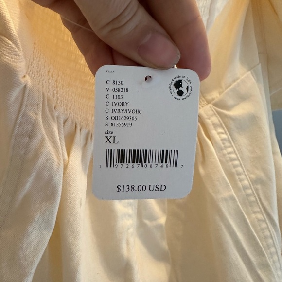 NWT Free People Cream Denim Minidress Puff Sleeve Cheyenne Sundress NEW - Picture 5 of 16